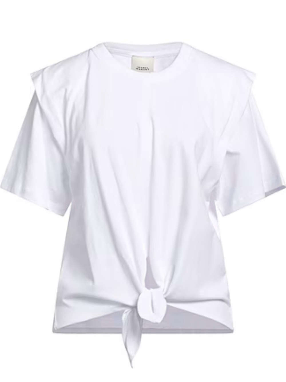 $373 Isabel Marant White Knot-Front Short Sleeve Tee Medium